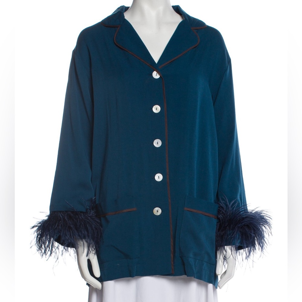Sleeper peacock feather trimmed pajama top